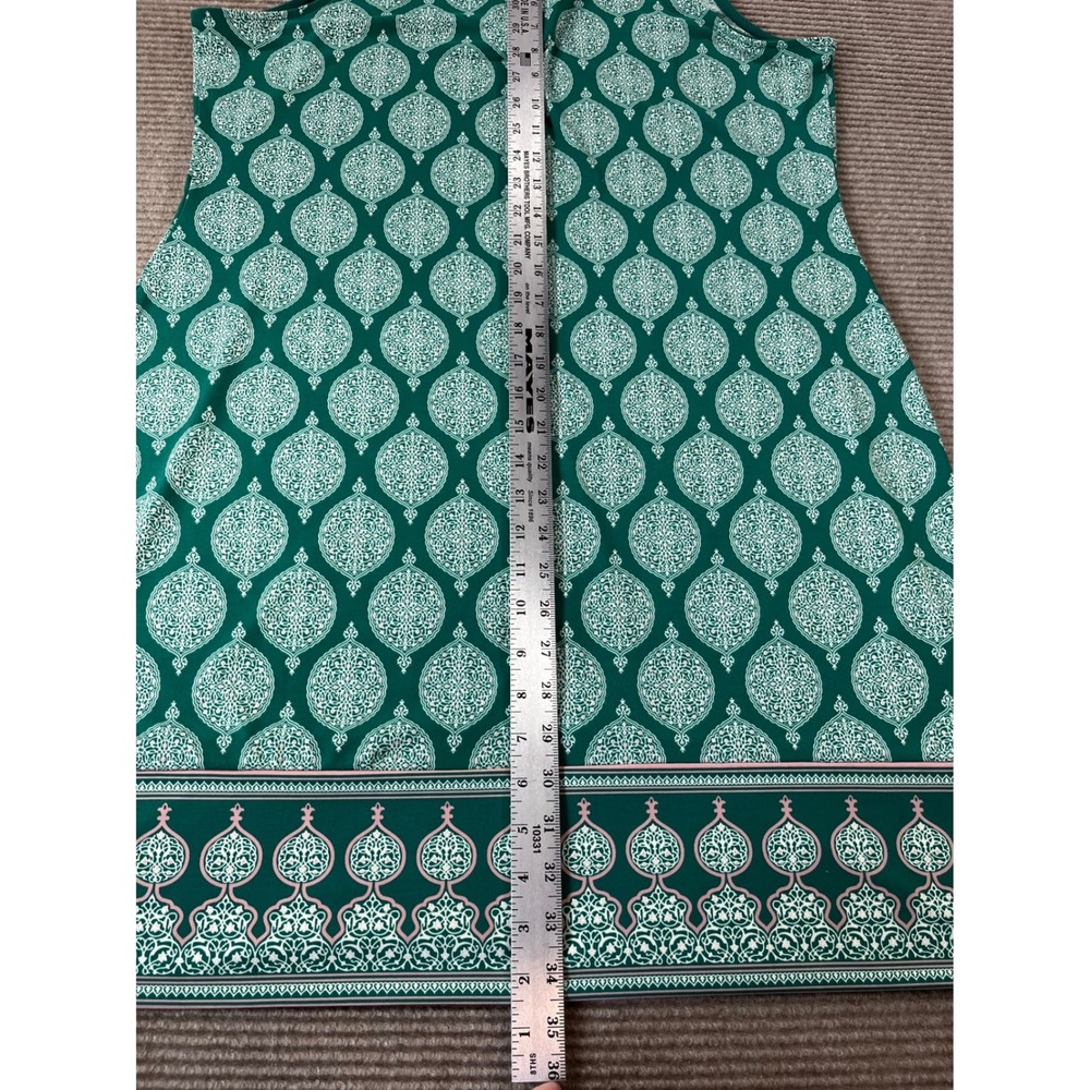 Magnolia Grace Teal Green Damask Medallion Split Neck Shift‎ Dress Womens XL - Picture 5 of 6
